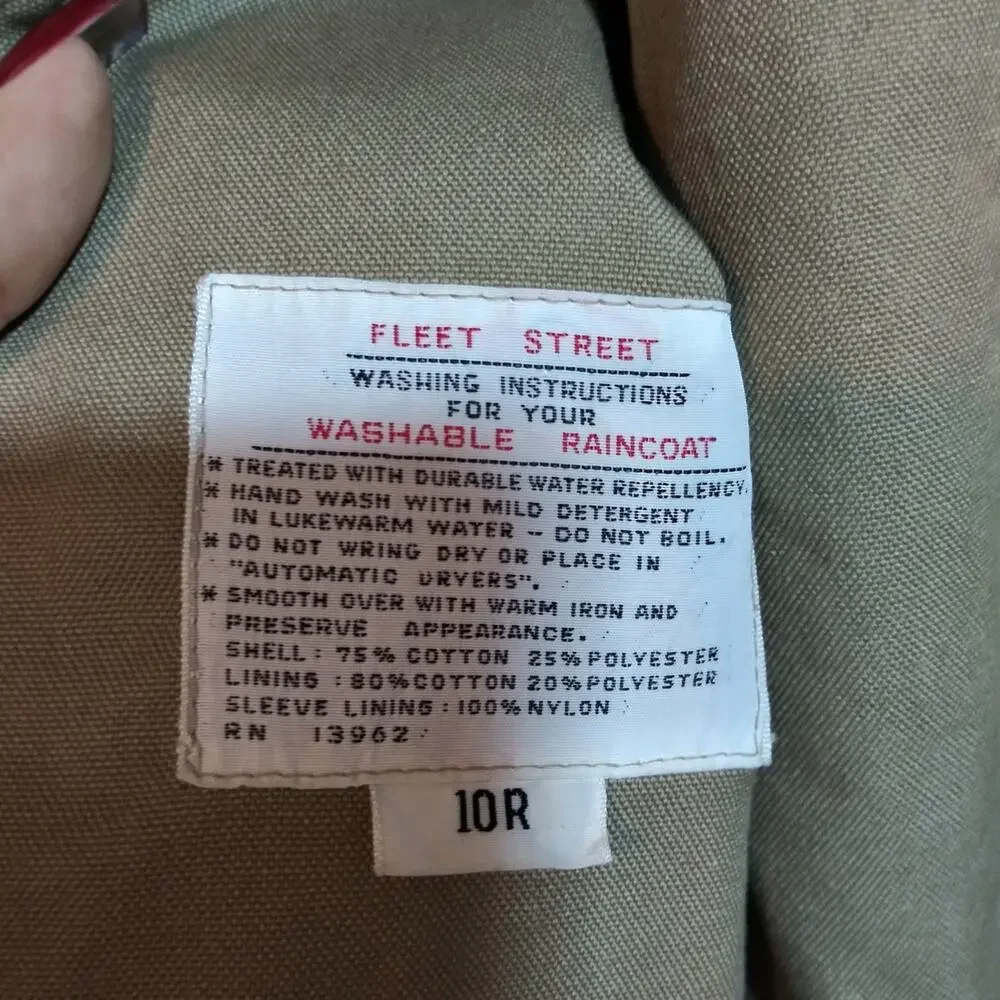 Fleet Street Rain Shine Classic Tan Double-Breasted Women's Trench Coat Size 10
